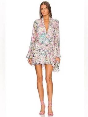 Rococo Sand Floral Leila Wrap Mini Dress Sz Small